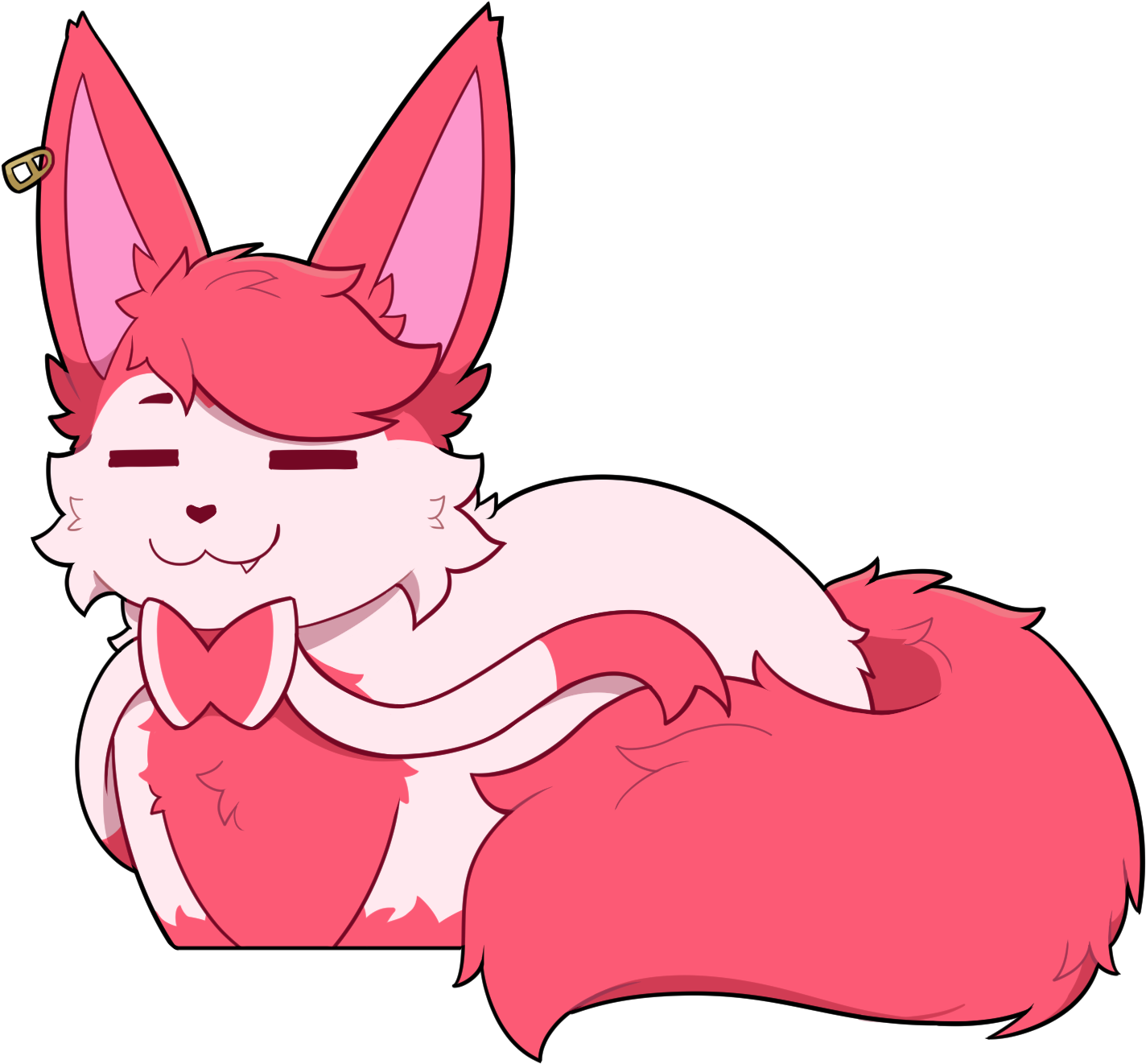 A commissioned sticker of fizzy loafing like a cat.